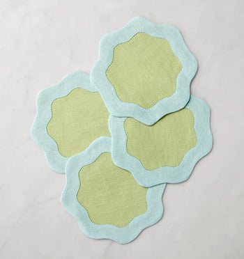 Sferra Kiwi Ondulato Cocktail Napkins Set of 4